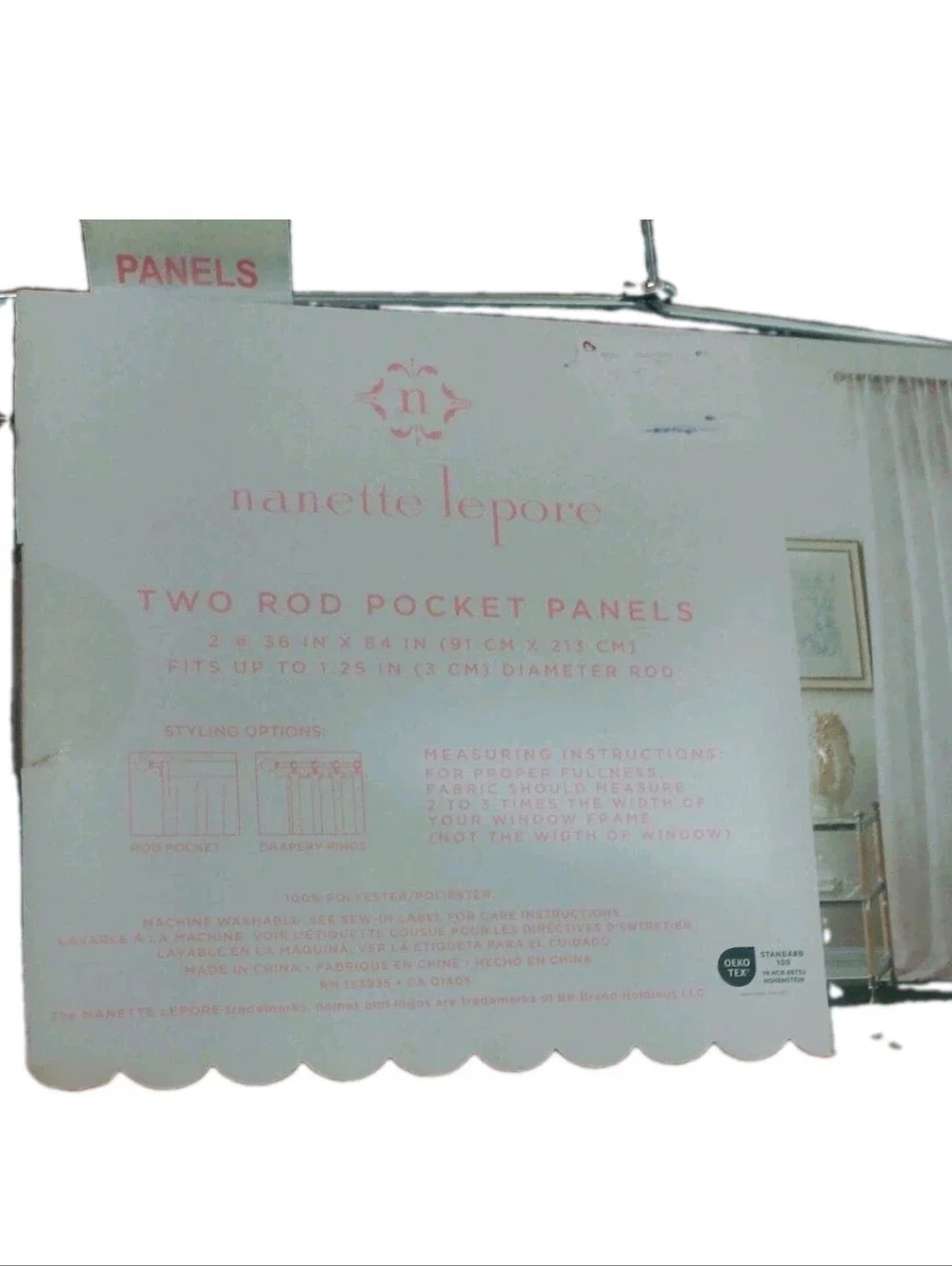 Nanette Lepore Pink Bow Sheer Curtains 2 Panels 36x84 Coquette